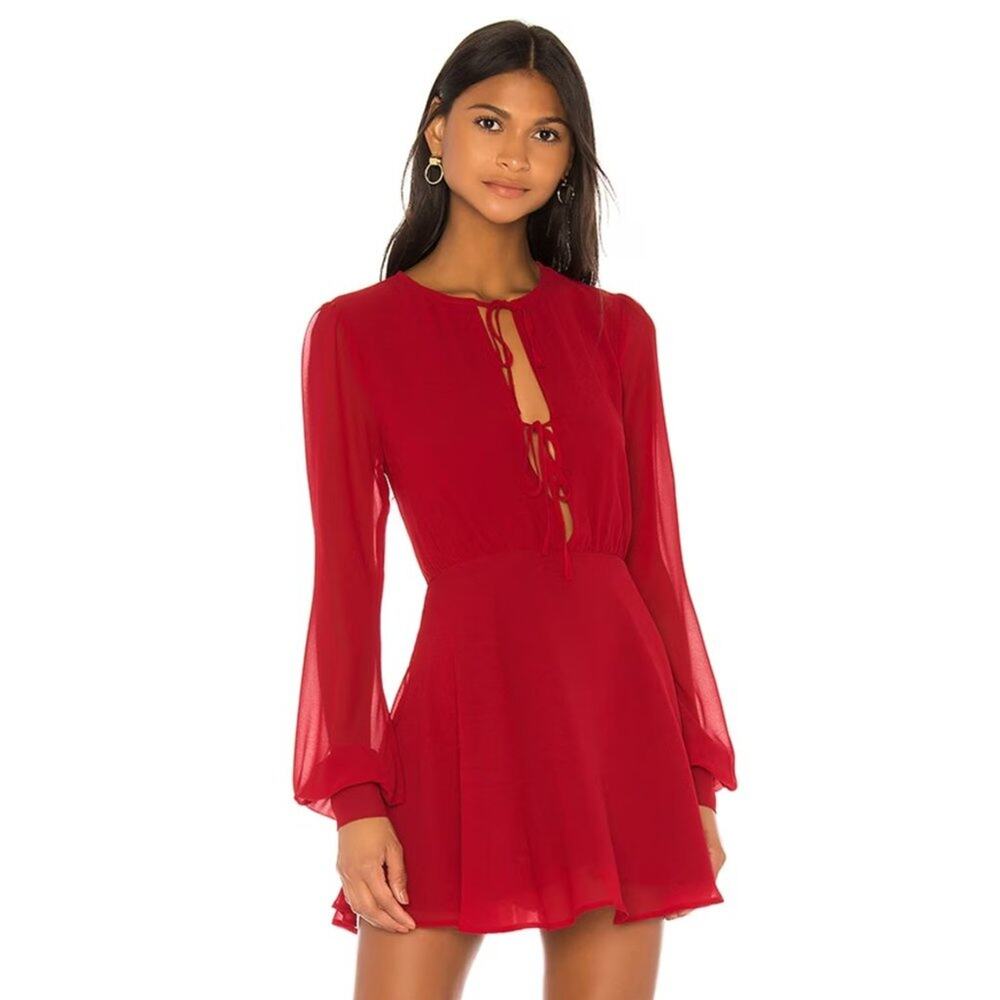 Privacy Please Easton Mini Dress in Garnet Red NWT Size Small